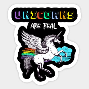 Unicorns Are Real Rainbow Humor Fun Sticker